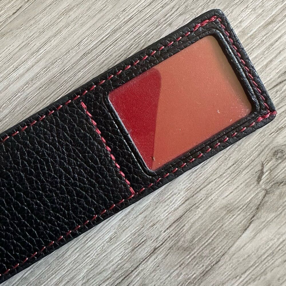 Coach Black & Red Leather 7” Bookmark With Photo Slot Made In Turkey - Picture 4 of 8